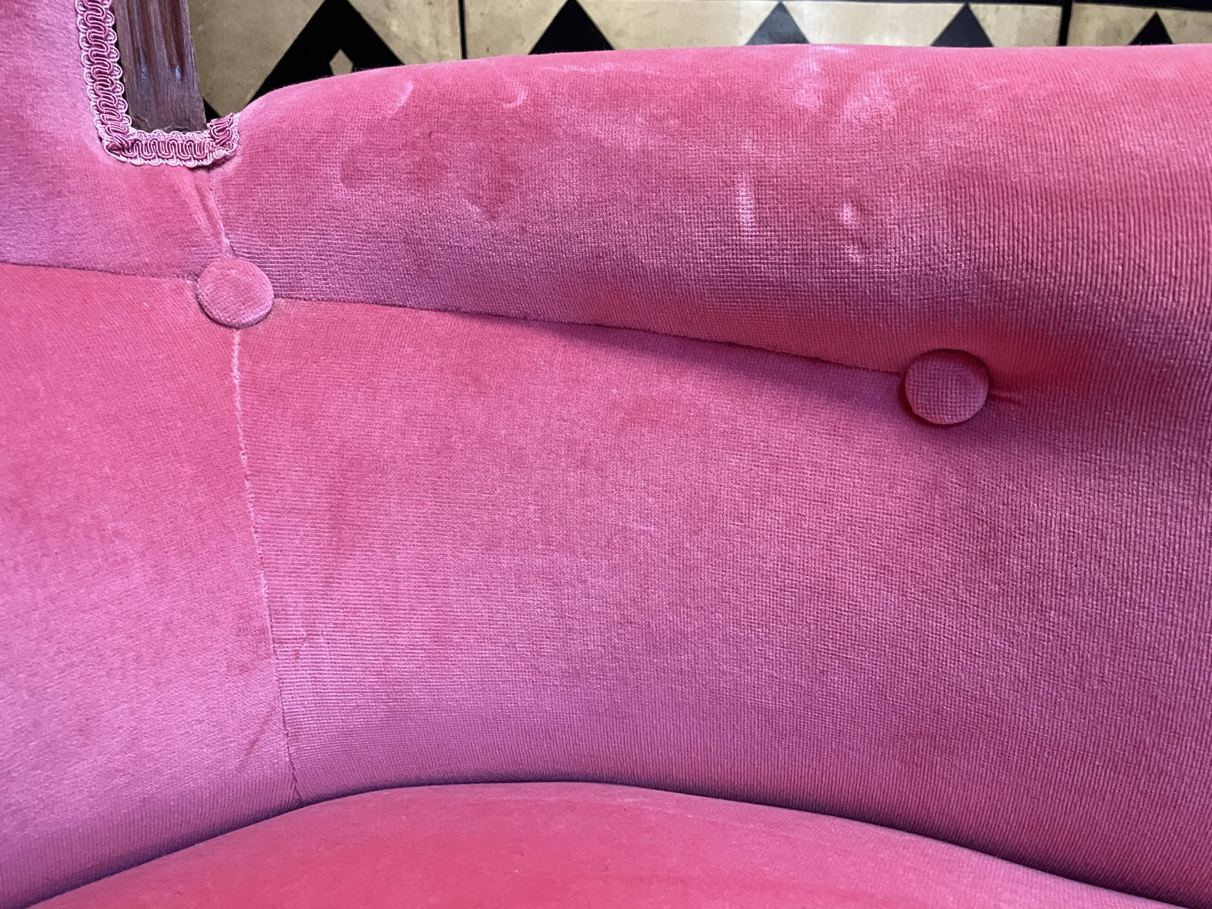 Bergère de style Louis XVI velours rose