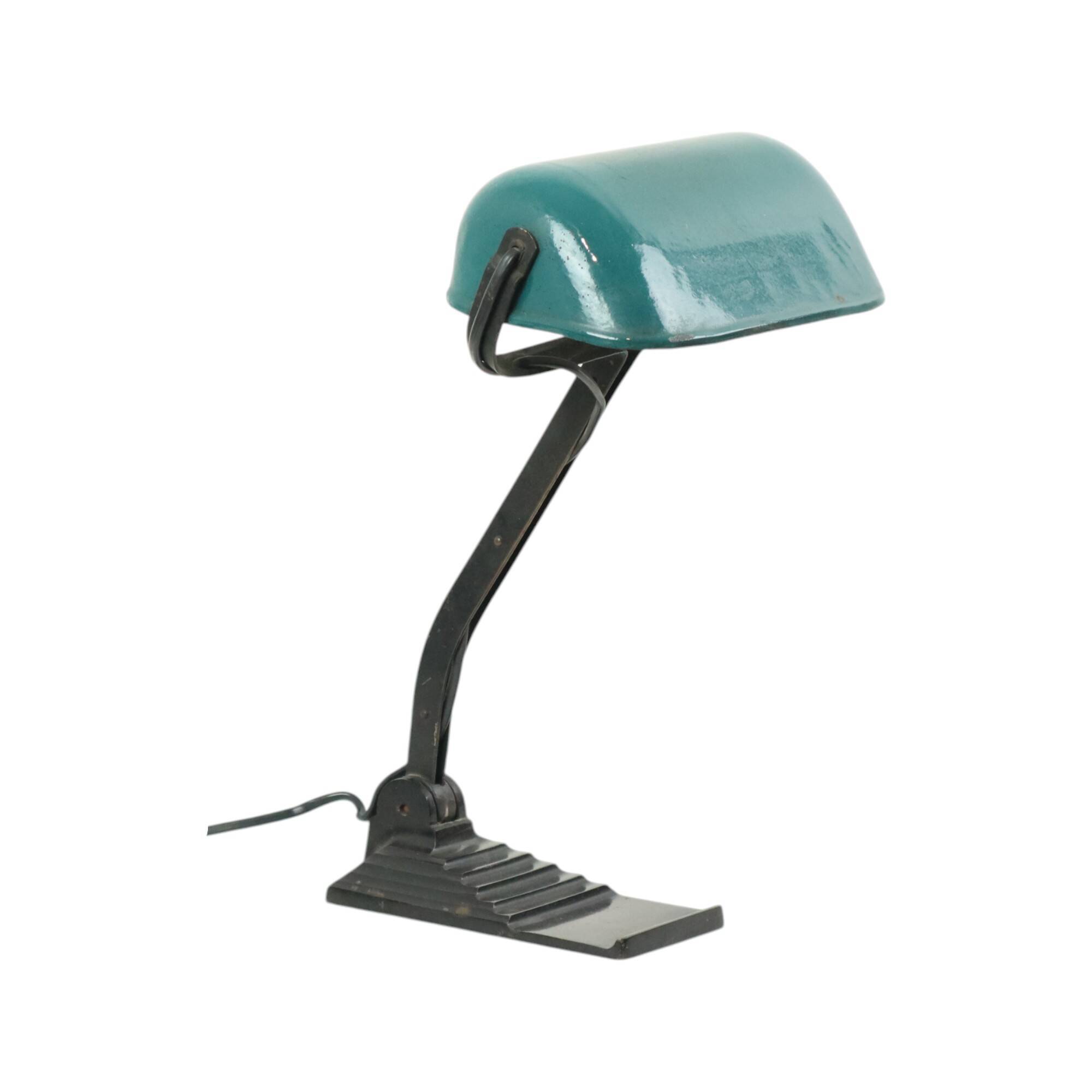 Art Deco Desk Lamp Notary Lamp Erpe Model 52 Bauhaus Green Enamel