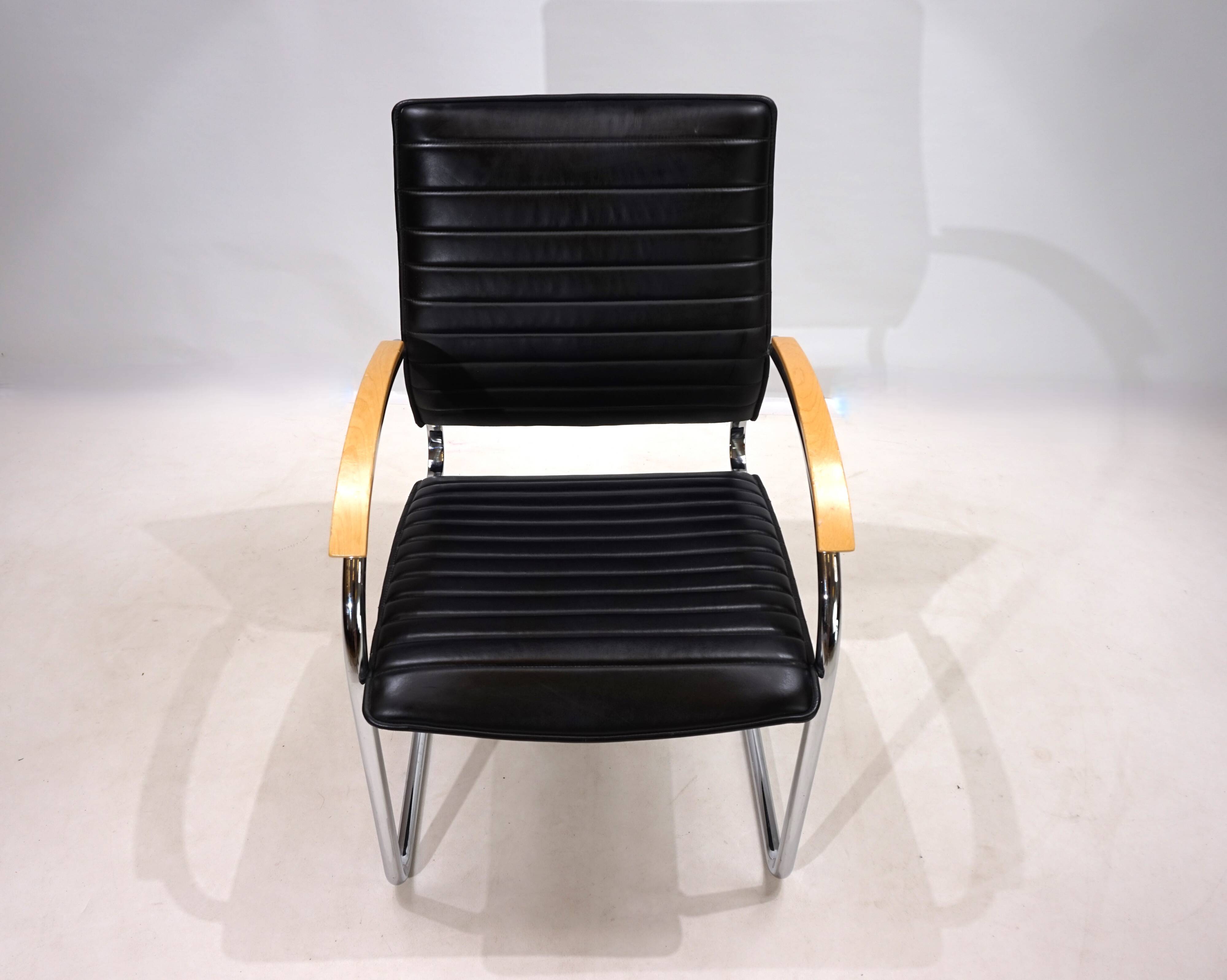 Chaise de salle à manger/conférence en cuir Thonet S74 par Josef Gorica, 1990