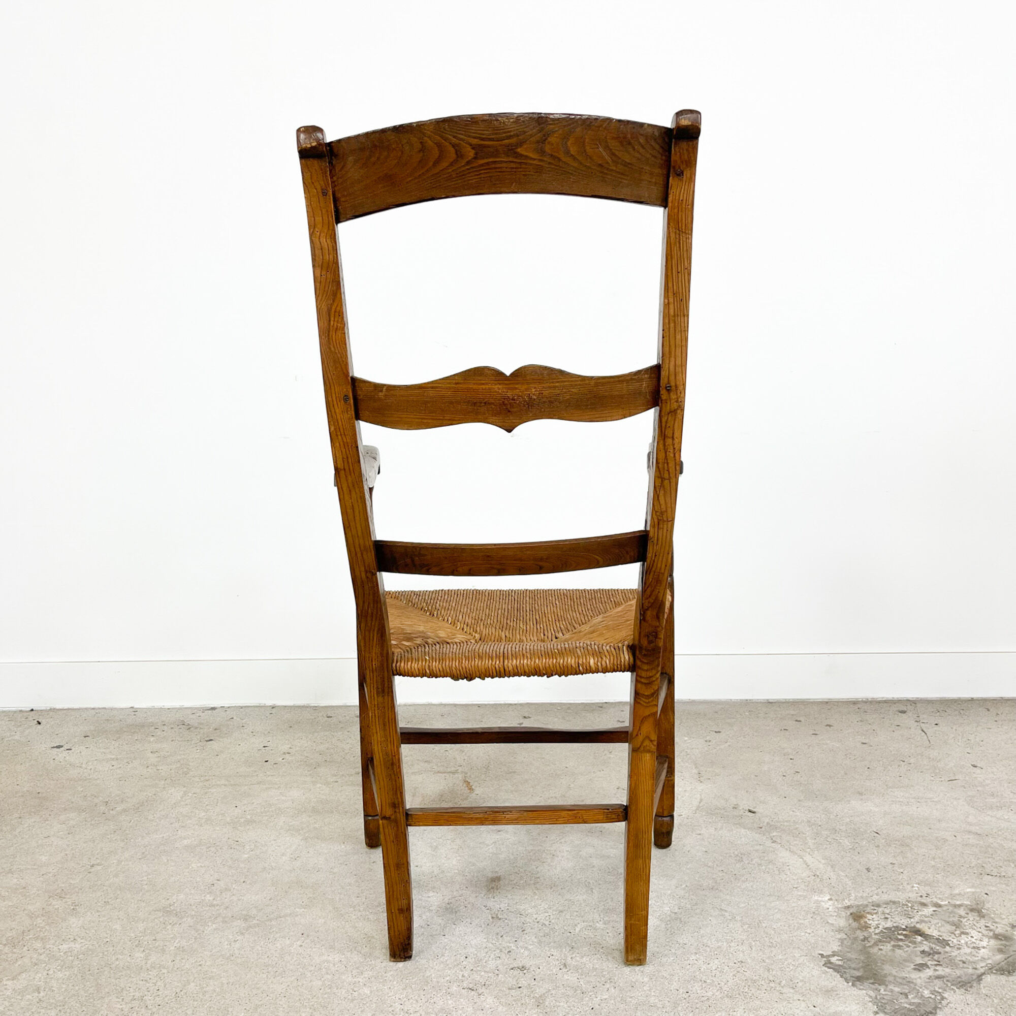 Antique oak armchair with cane seat 19th century