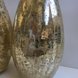 Pair of Cracked Mercurized Ovoid Vases Modernist Design Tealight Holders