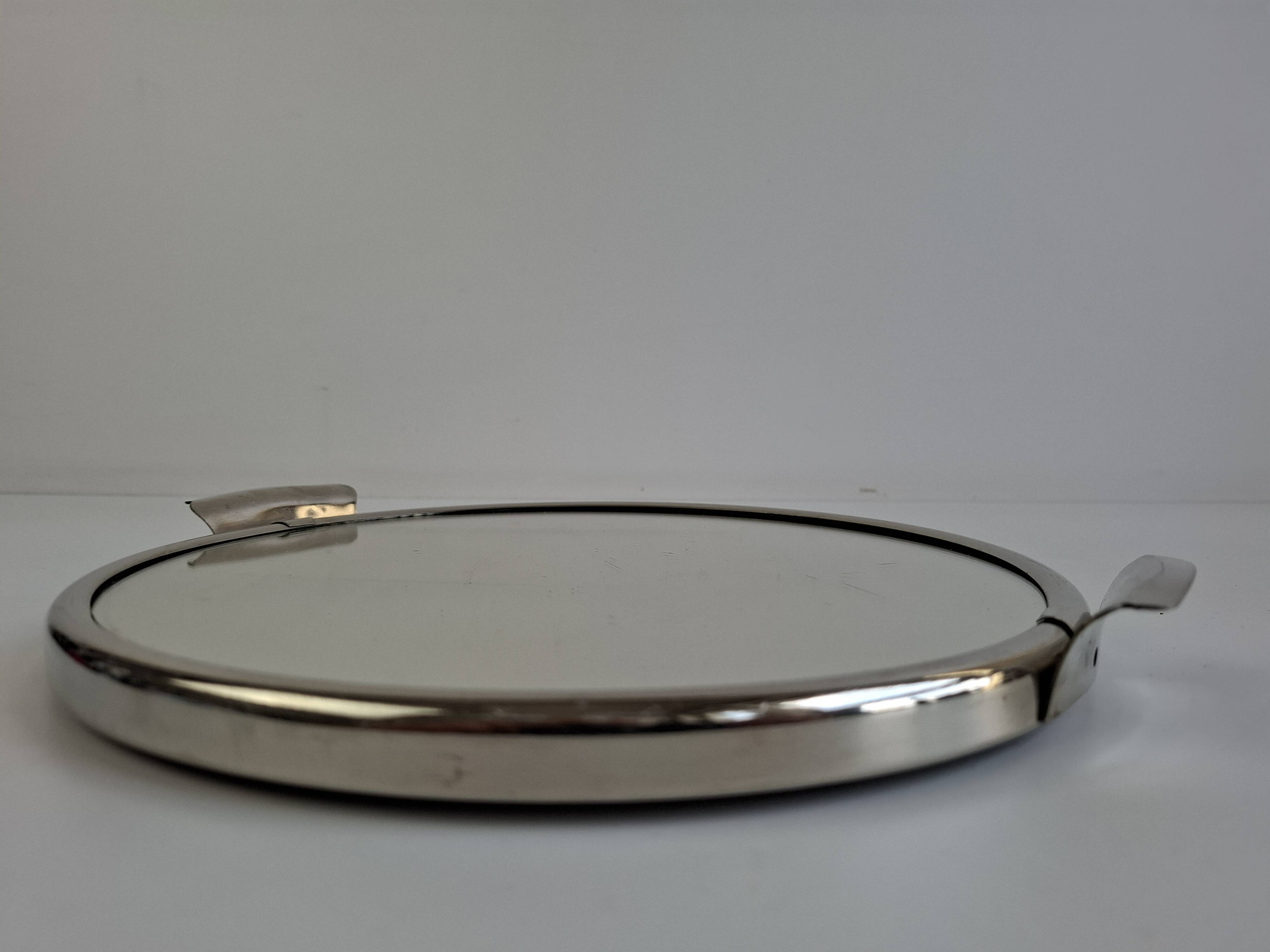 Plateau de service en chrome et miroir Art Déco tchécoslovaque, vers les années 1930.