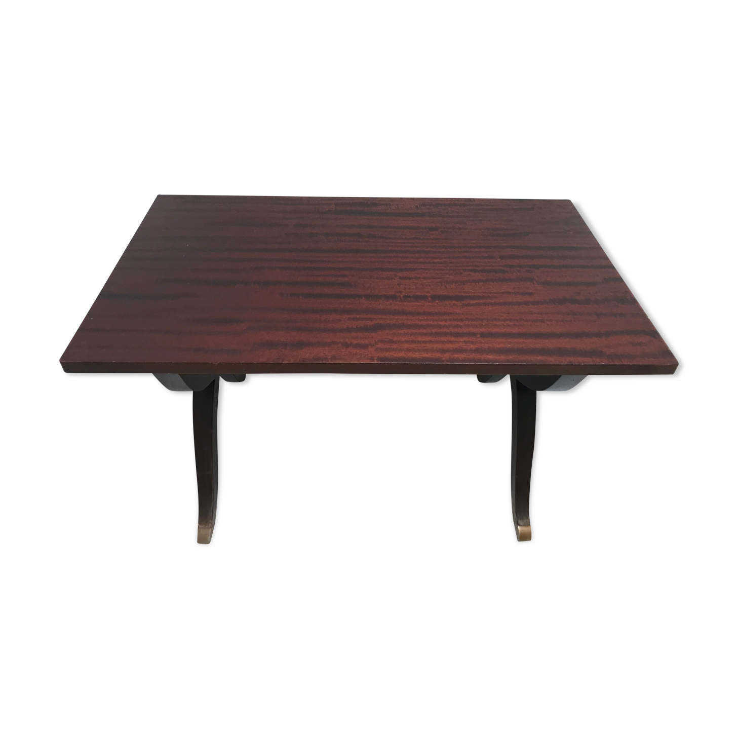 Empire style coffee table in wood veneer and brass
