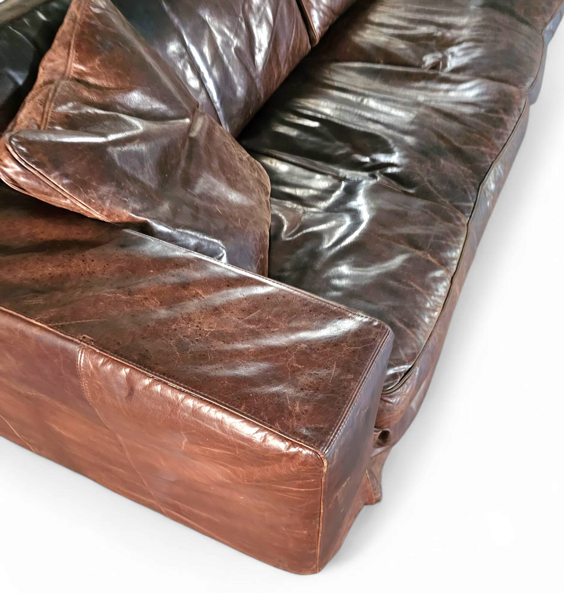 Massive / loose cover / brown leather / lounge sofa / 1970s/