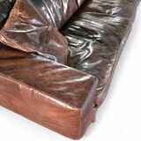 Massive / loose cover / brown leather / lounge sofa / 1970s/