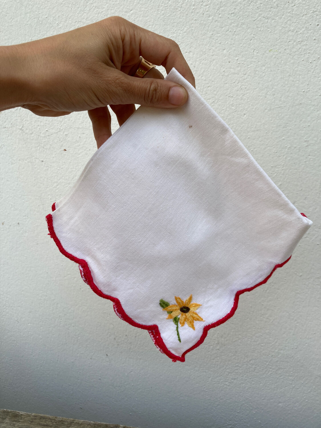 12 antique hand-embroidered linen napkins