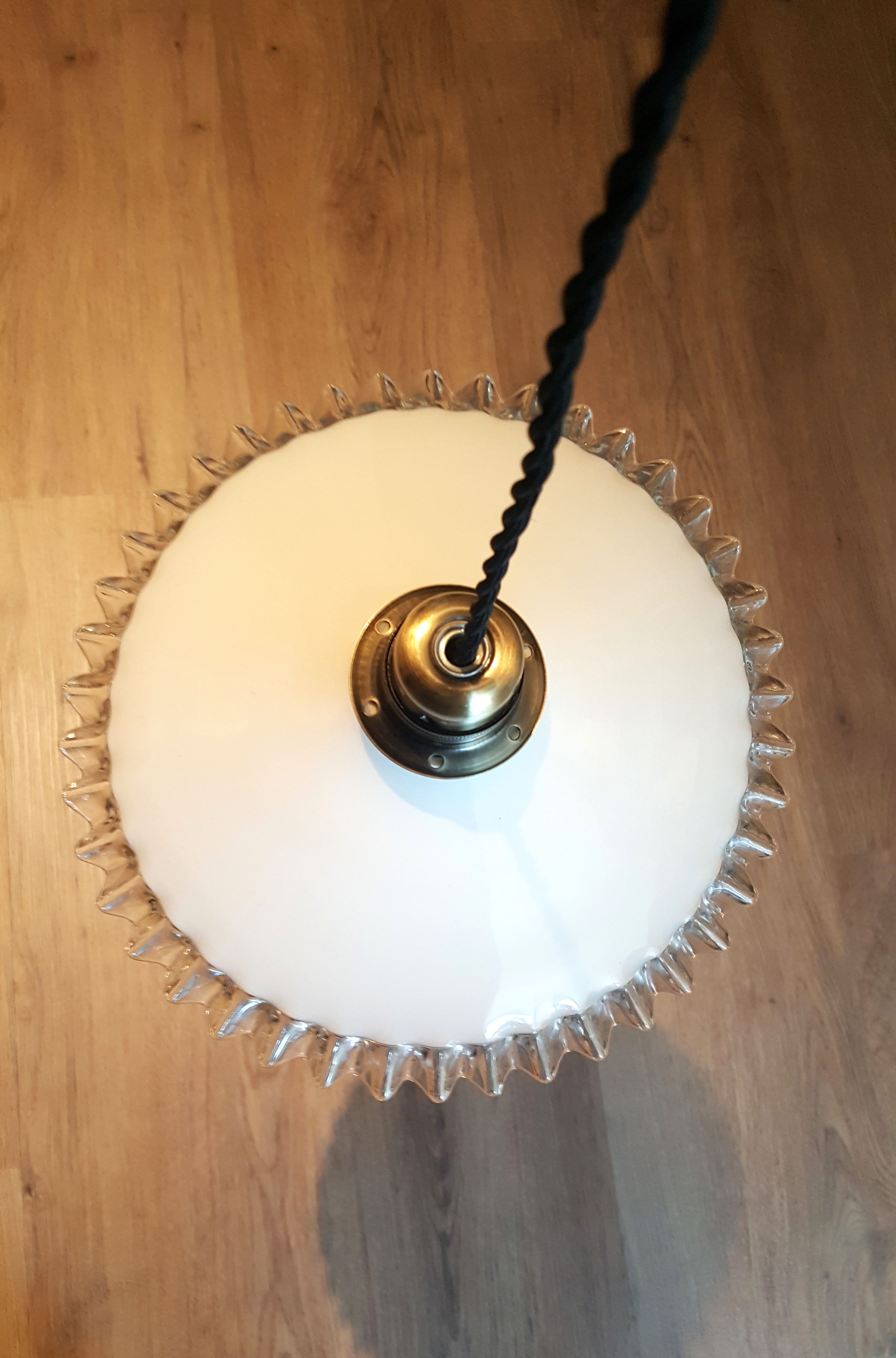 Vintage hanging lamp in white opaline