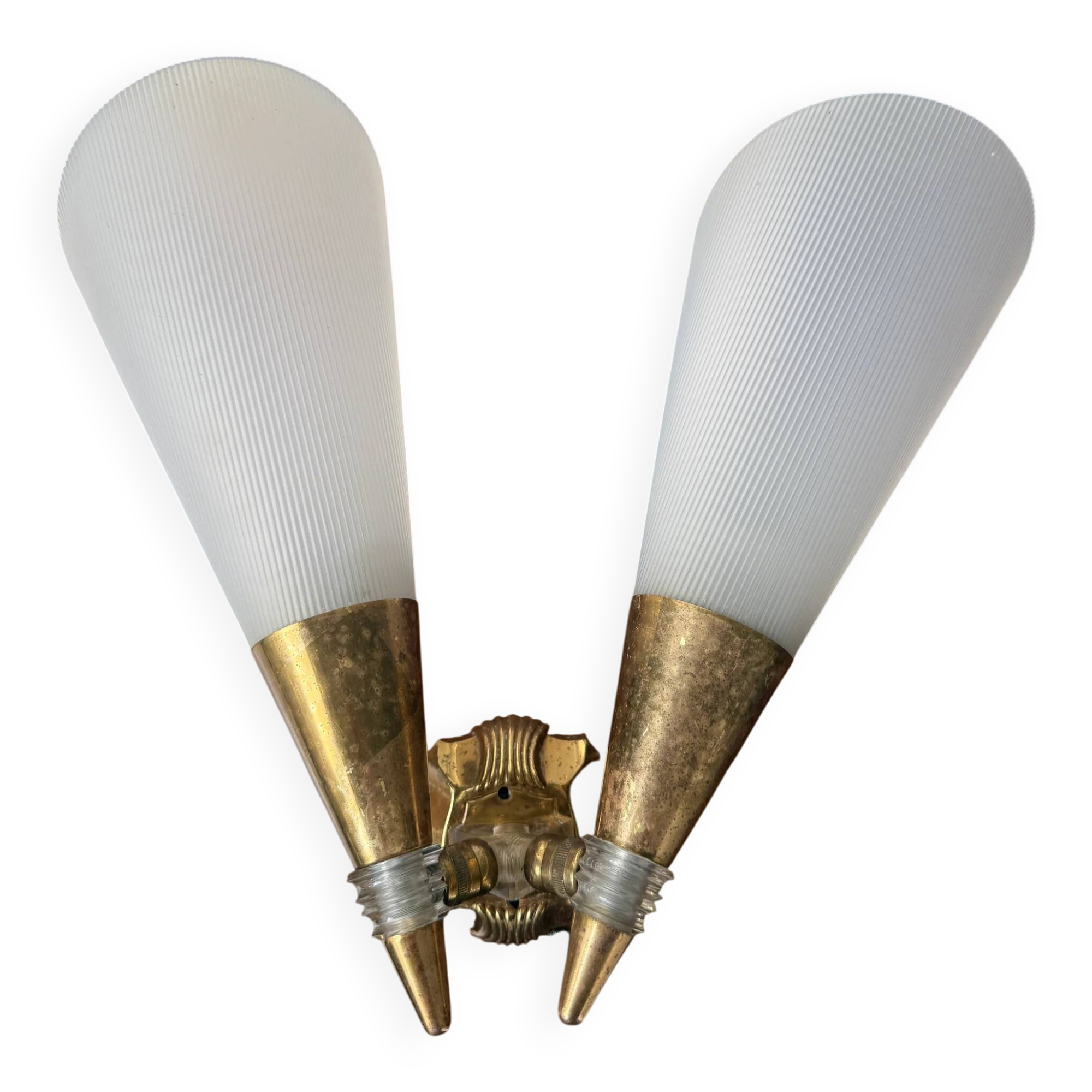 Wall lamp in brass and plastic