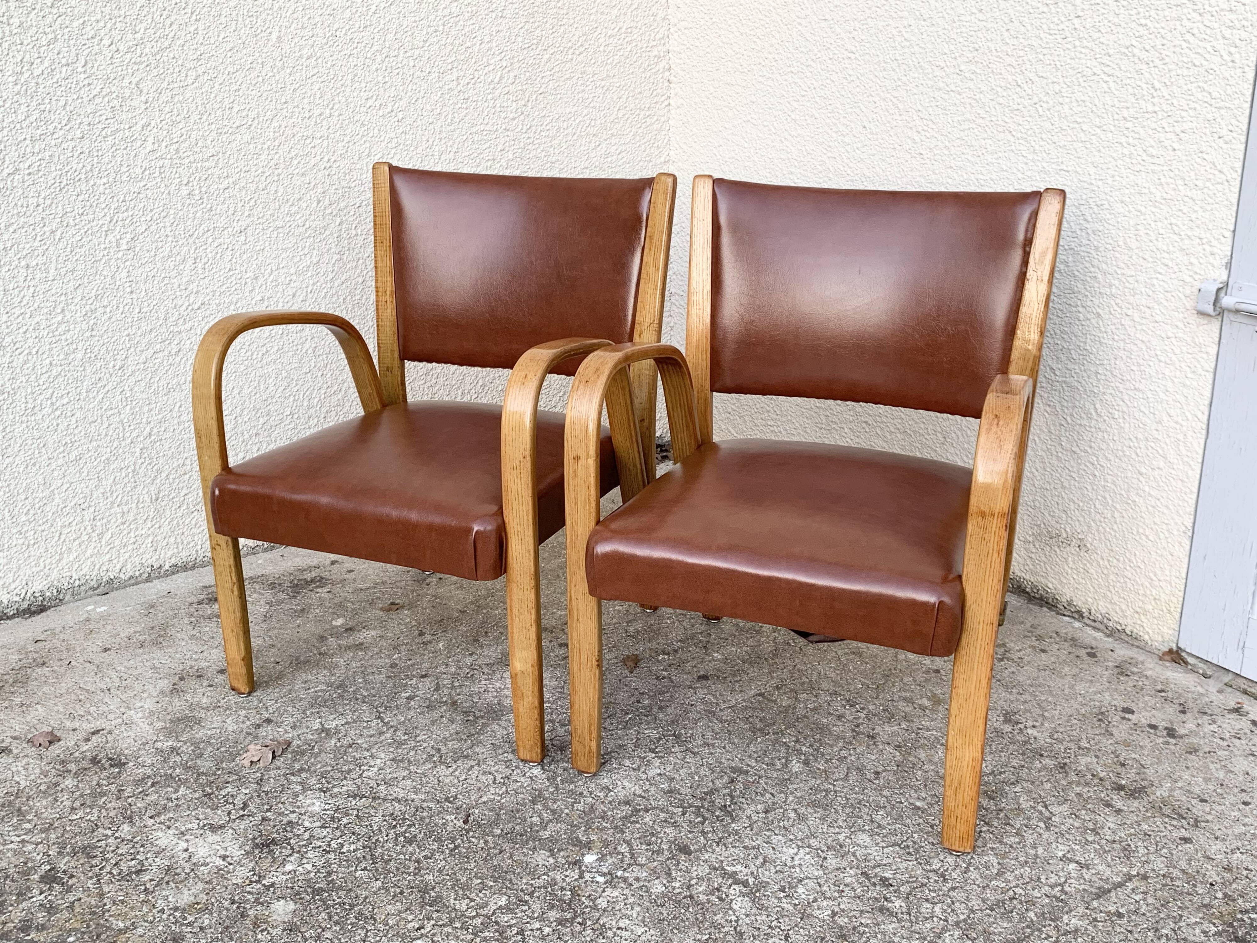 Bridge Bow Wood Armchairs 1950