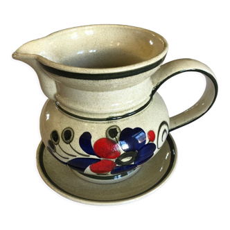 Pitcher and its earthenware saucer from Poteries Waechtersbach