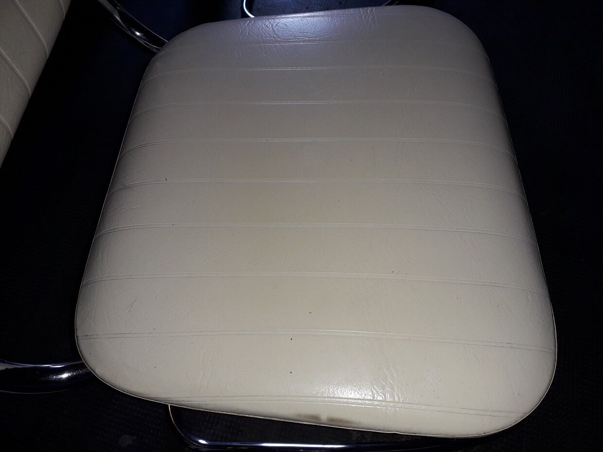 3 white skai chairs, 70's