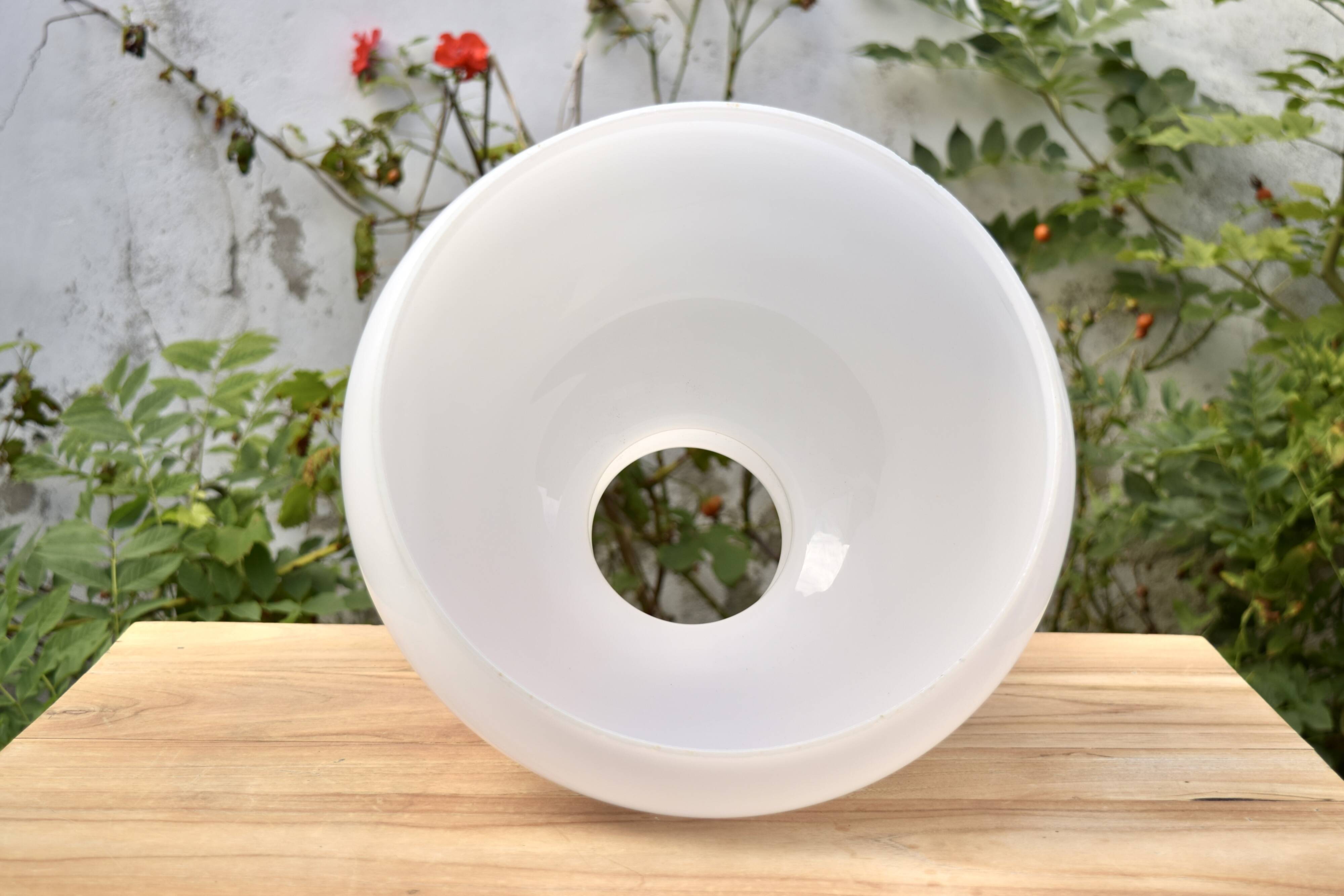 Large vintage lampshade in white opaline