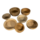 Series of 7 wooden pots