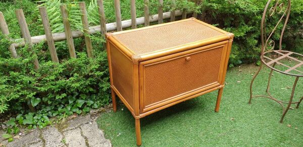 Commode buffet en bambou rotin et cannage