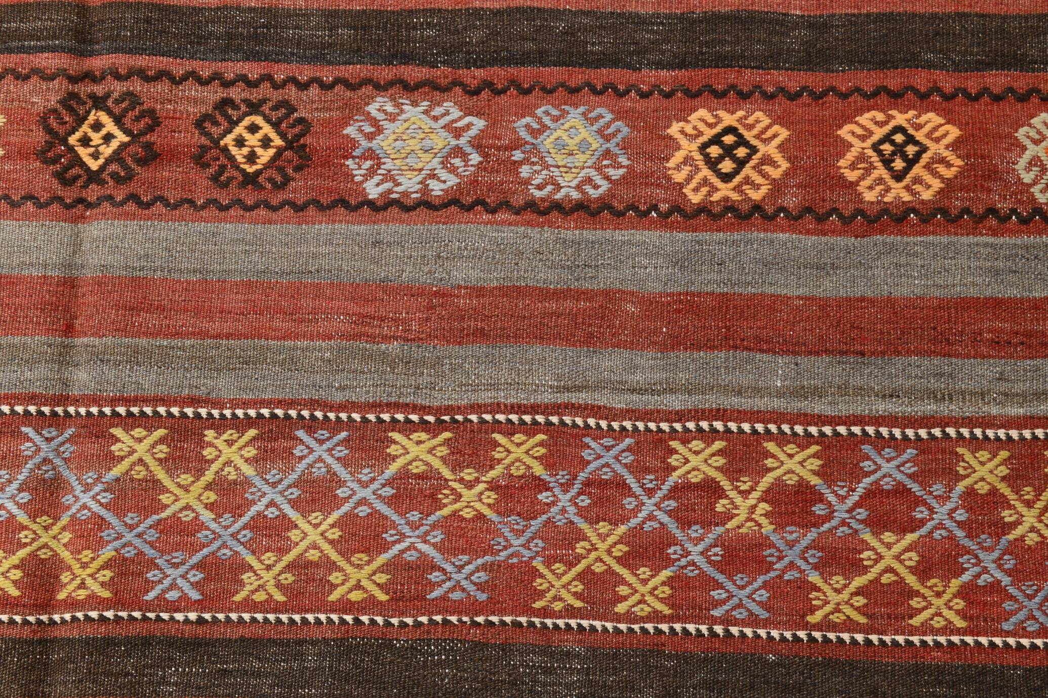 5x12 Long Wide Turkish Vintage Kilim Rug 162x377Cm SK 32815