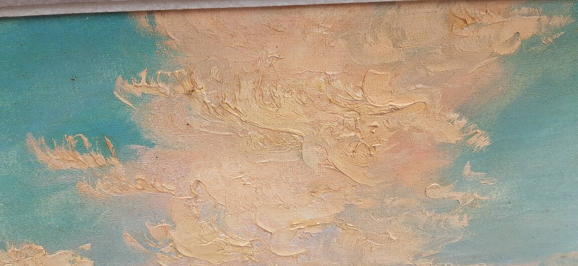 Large oil on canvas "Mediterranean Sea" signed Louis Audrey