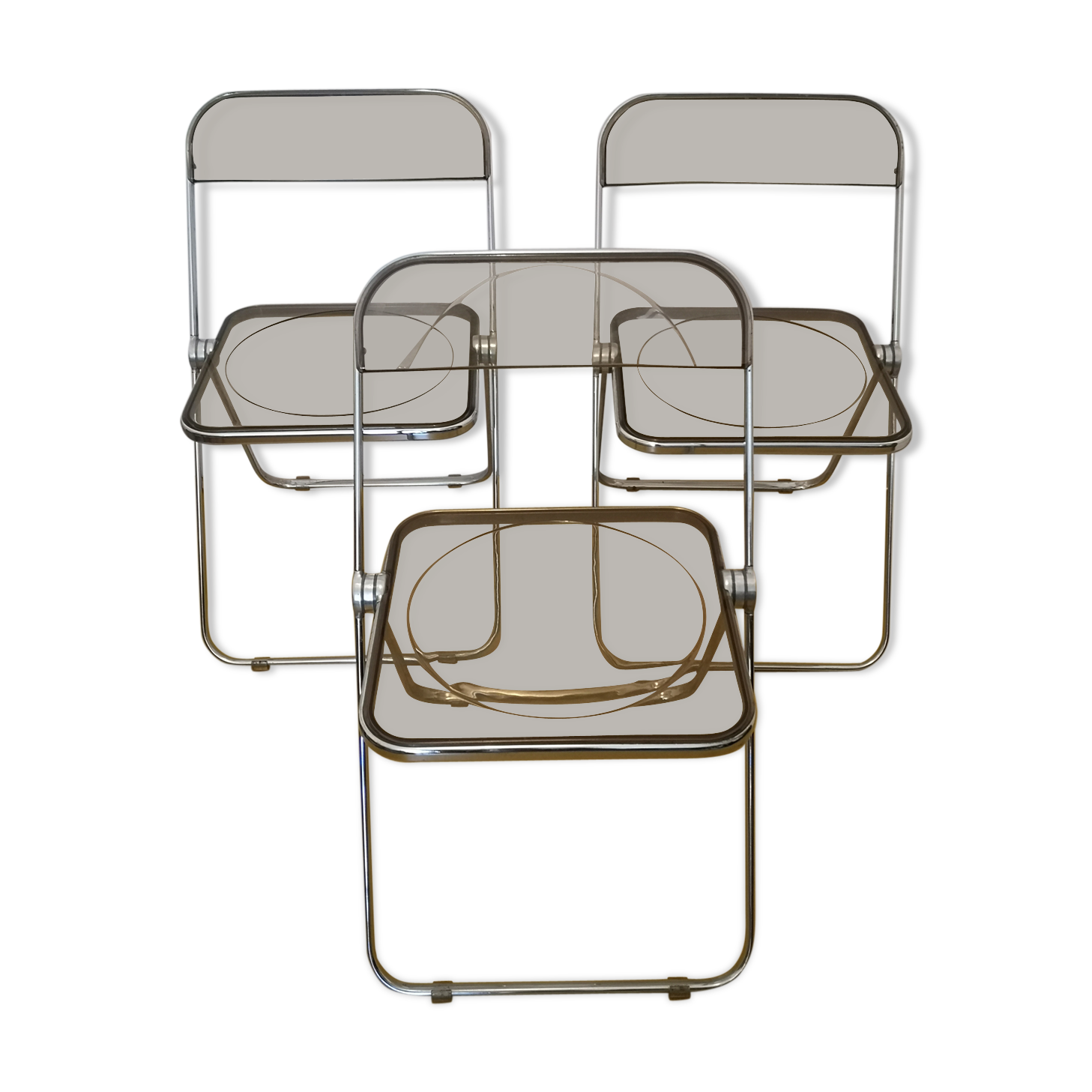 lot of 3 chairs "Plia", Giancarlo Piretti edition Castelli Italy 60-70