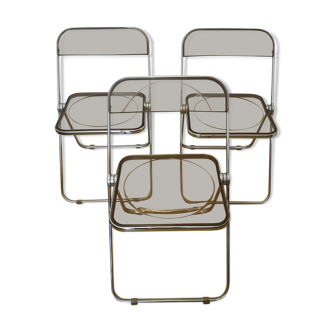 Lot de 3 chaises "Plia" Giancarlo Piretti  édition Castelli Italie 60-70