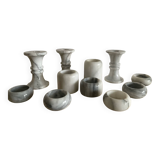 Set of 11 Carrara marble candlesticks from the 70s