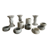 Set of 11 Carrara marble candlesticks from the 70s