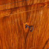 Restored biedermeier walnut writing desk, revived polish, czechia, 1830s