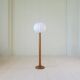 Modern sculptural Scandinavian floor lamp in pine by Uno Kristiansson, Sweden, 1970s.