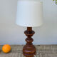 Vintage turned wooden lamp and white lampshade