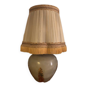 Louis Drimmer grey glazed ceramic lamp with gold leaf