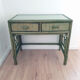 Bureau vintage en bambou et rotin, teinté vert