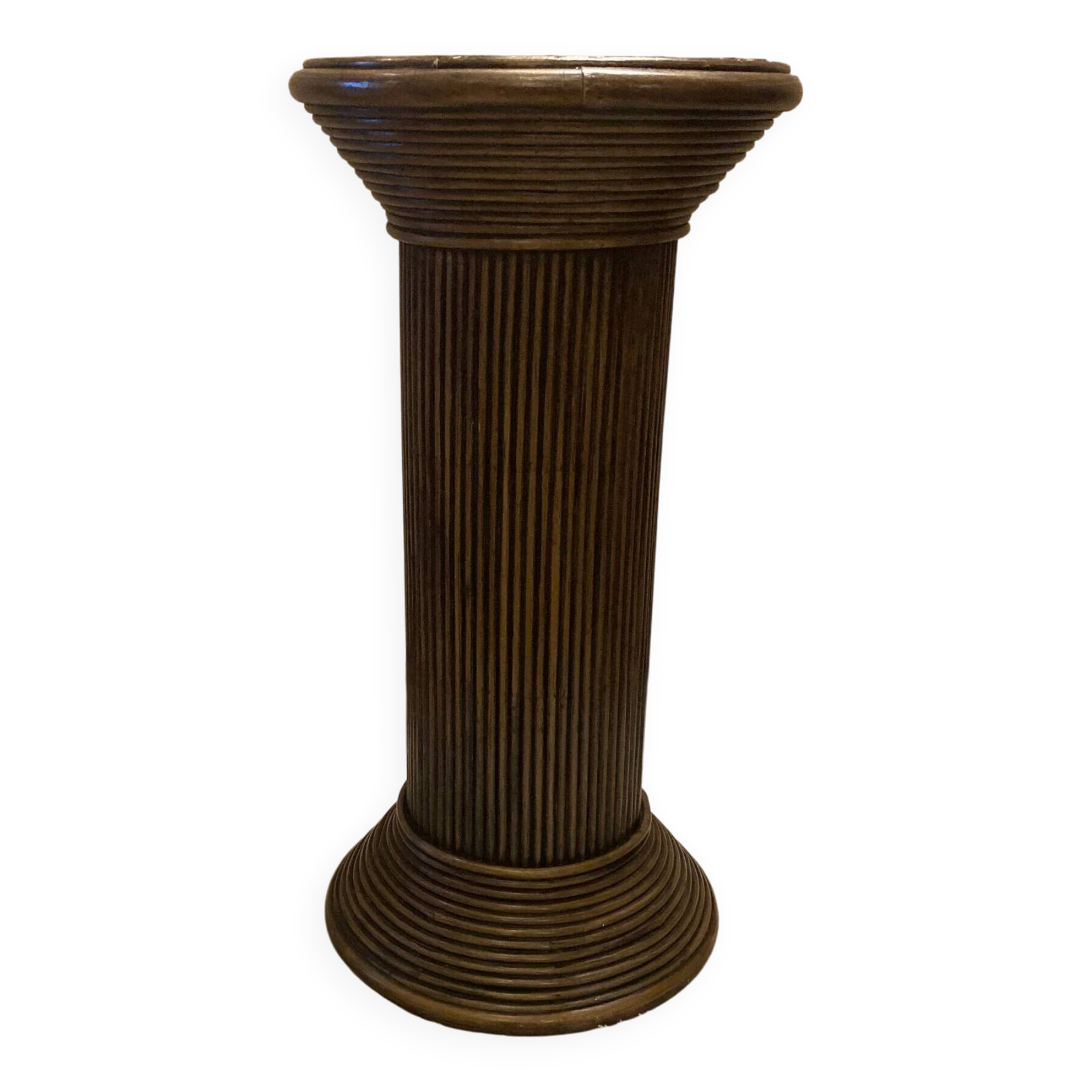 Vintage rattan plant pedestal