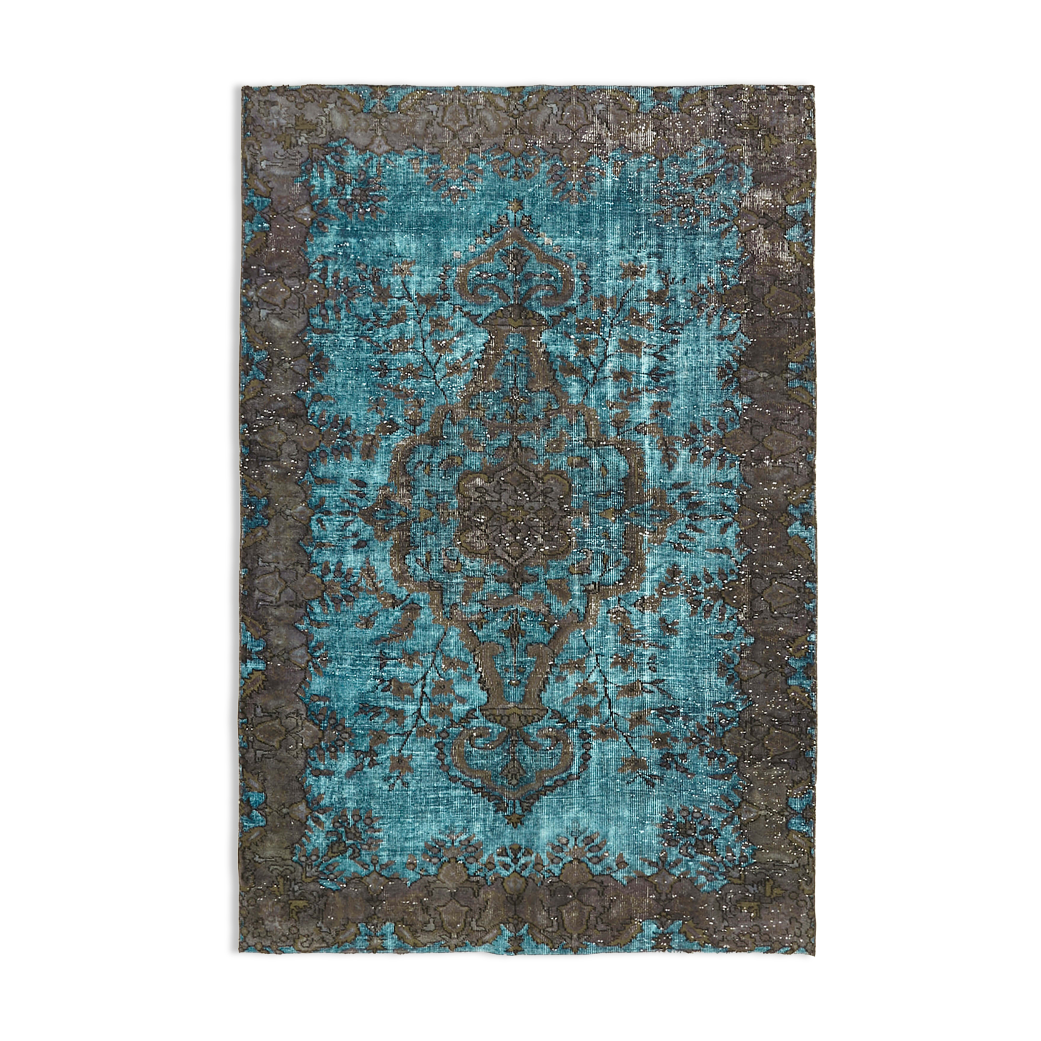 Handwoven Anatolian blue rug 1980s 160 cm x 240 cm