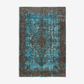 Handwoven Anatolian blue rug 1980s 160 cm x 240 cm