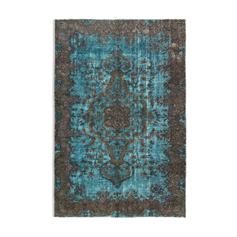 Handwoven Anatolian blue rug 1980s 160 cm x 240 cm