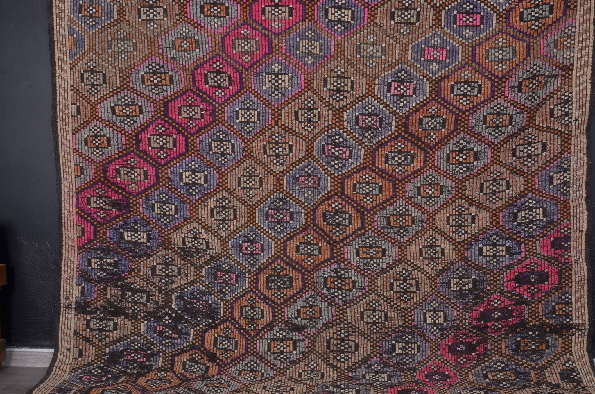 Tapis Kilim multicolore Oushak sku c258