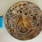 Enamelled ceramic plate, signed Bernard Buffat design from the 60s/70s