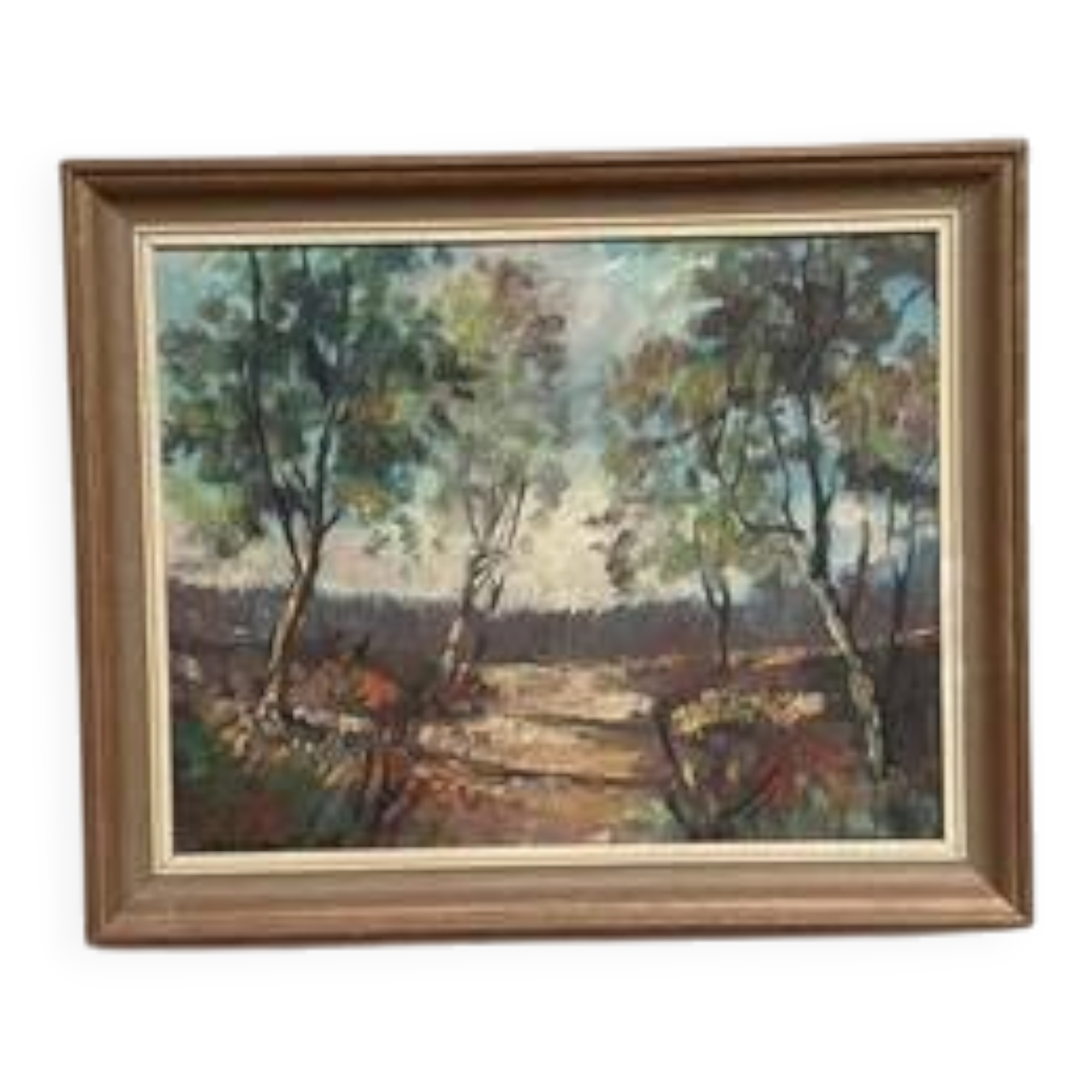 Mid-Century Oil on canvas “Trees” by Lars S 58, Vintage & Framed 57×47cm