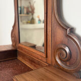 Louis-Philippe walnut commode with marble top and pediment mirror –