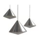 Set of 3 mid-century glass cone-shaped chandeliers, 1970s
