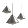 Set of 3 mid-century glass cone-shaped chandeliers, 1970s