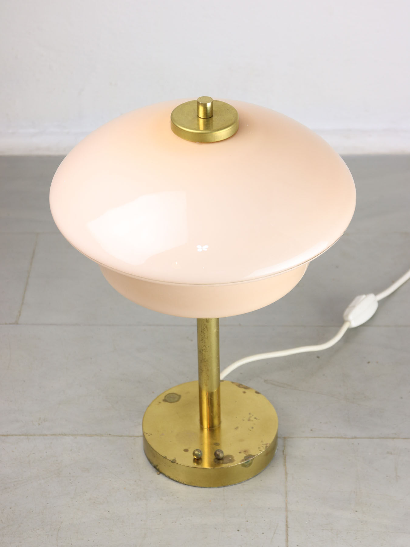 Mid-century brass & glass table lamp