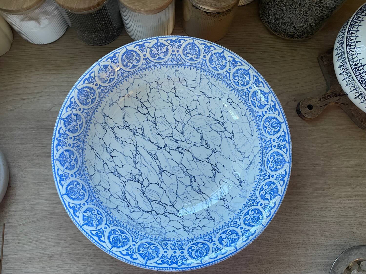 Old hollow iron earth dish J.Vieillard