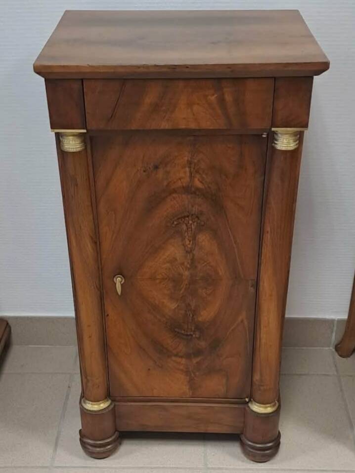 Empire-style bedside table in walnut