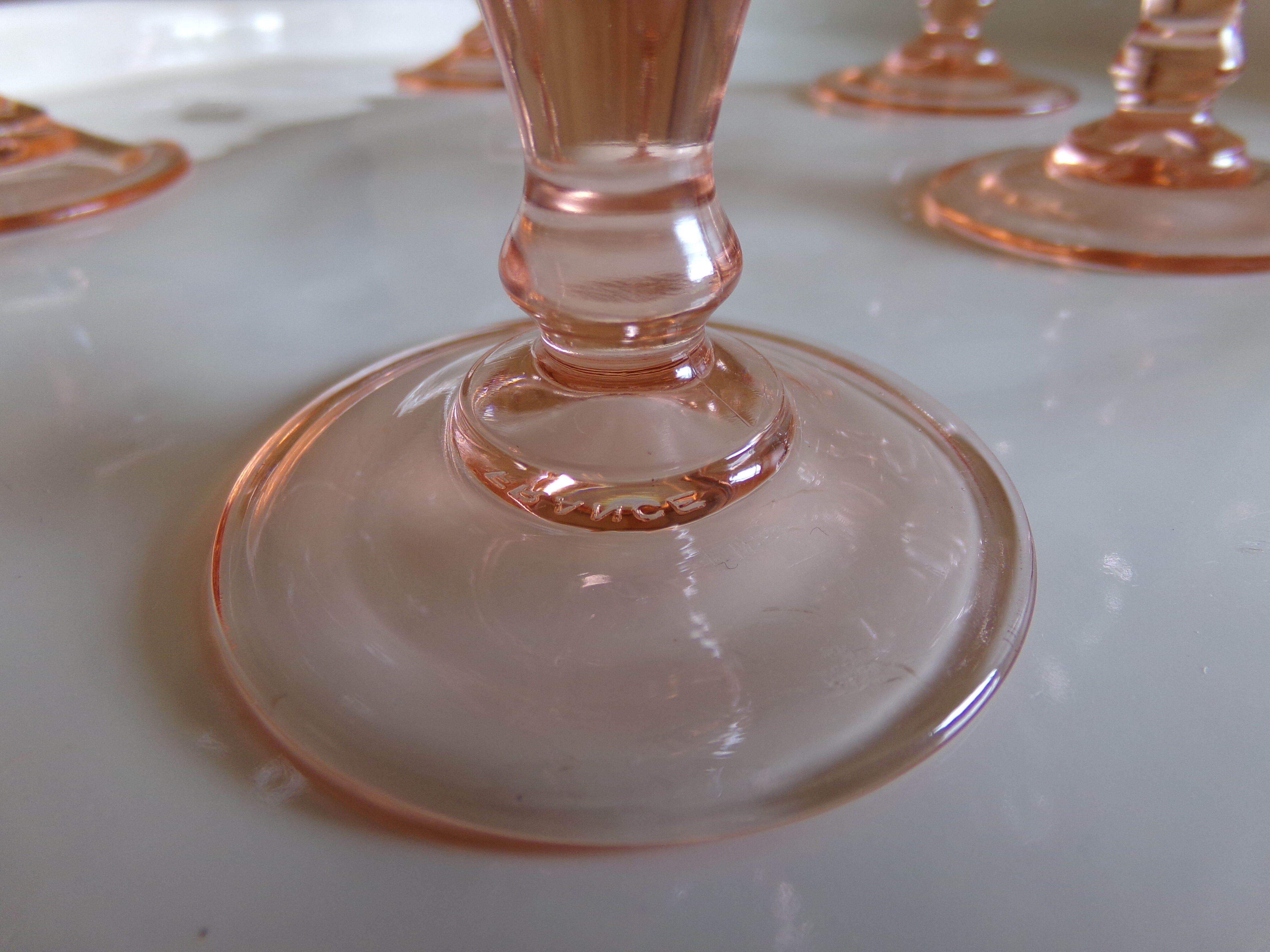 6 luminarc pink glass aperitif glasses