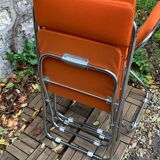 Framar folding chairs orange felt 1970