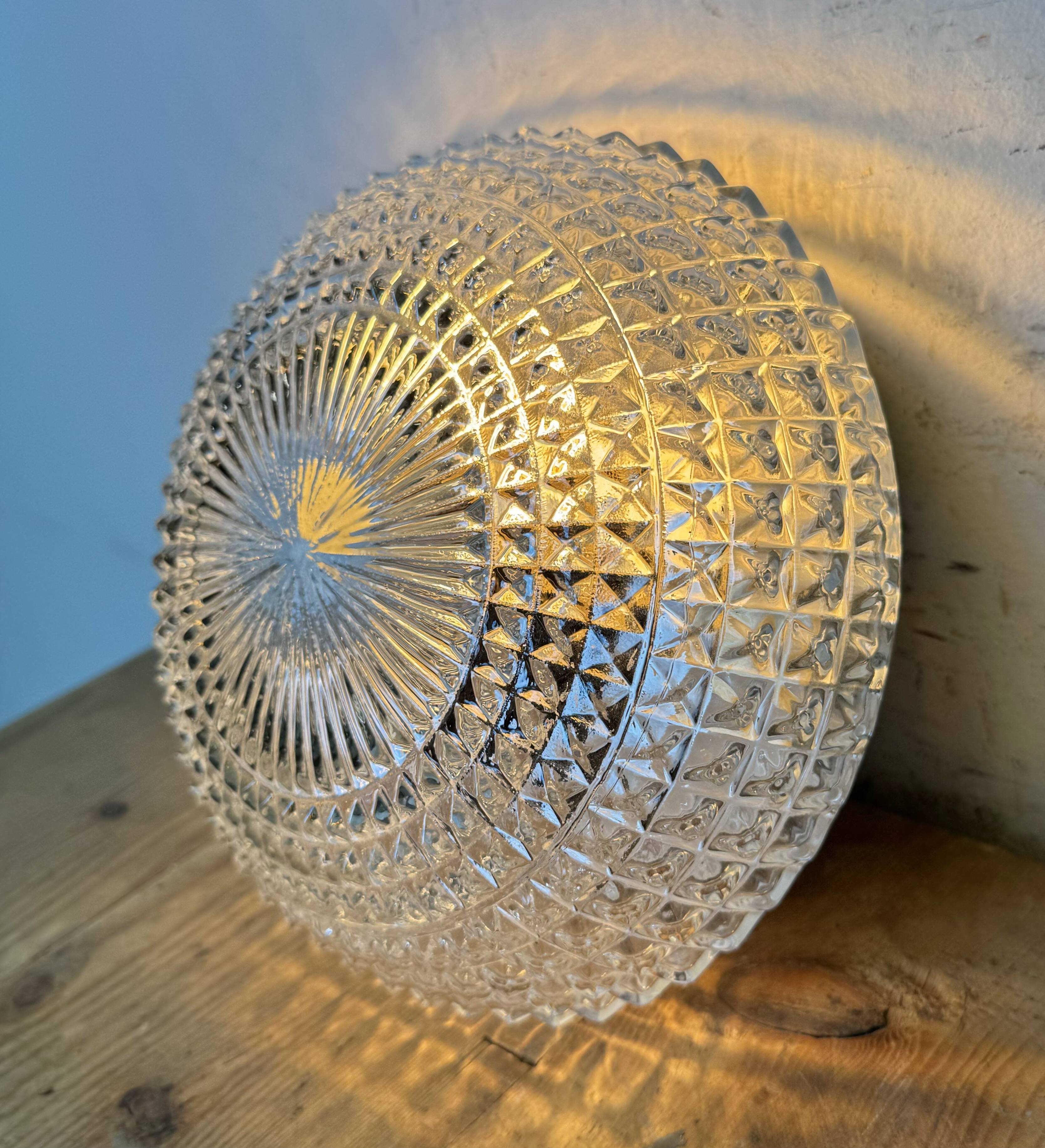 Vintage Glass Wall or Ceiling Light, 1970s