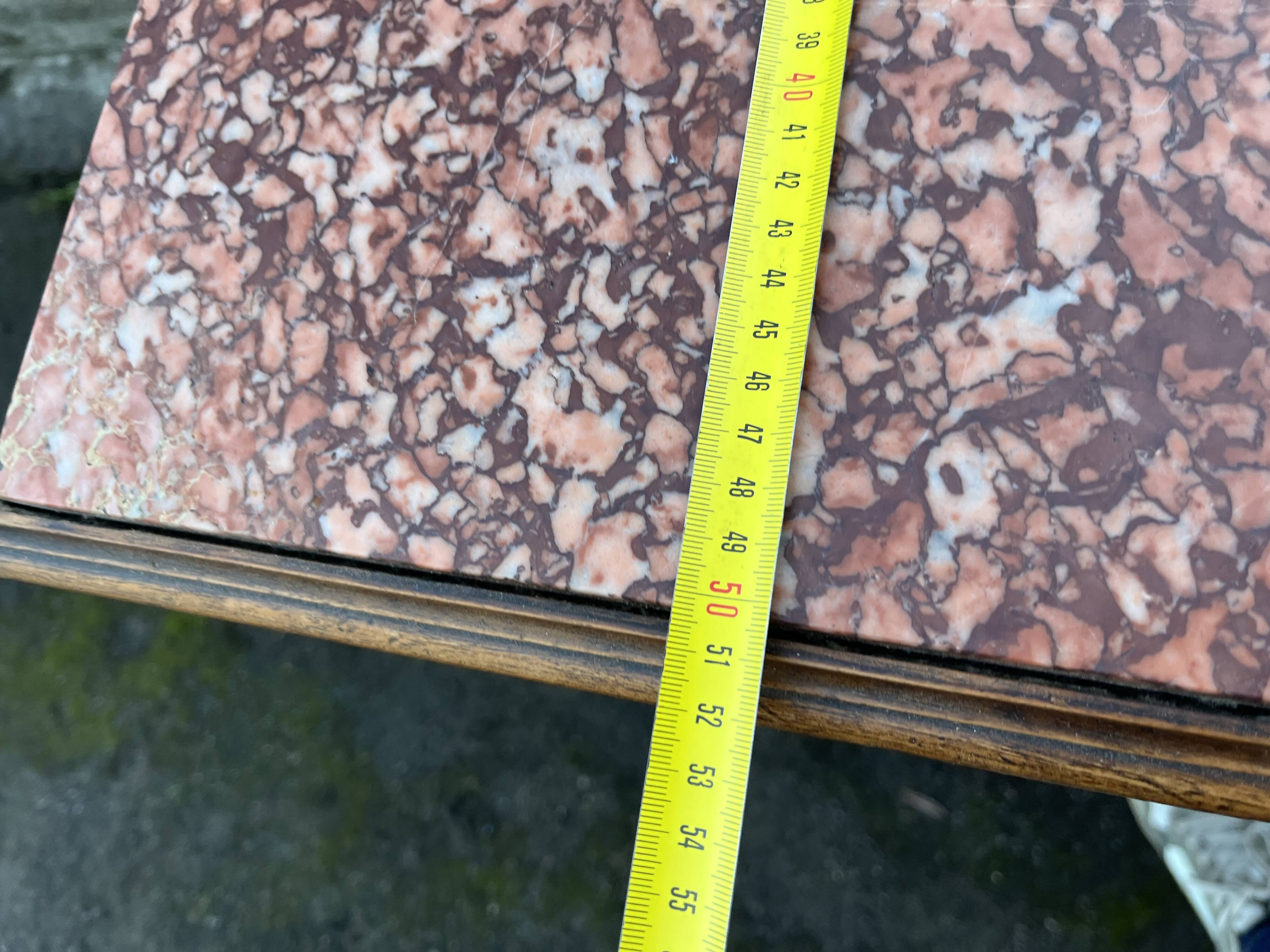 Henri II style low sideboard – carved wood and red marble top