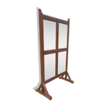 Paravent - partition en teck birman ancien / 4 panneaux miroirs recto-verso