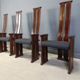 Chaises de salle à manger post-modernes à dossier haut, lot de 4, années 1970