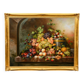 Nature morte avec fruits. Huile sur toile. Signé.