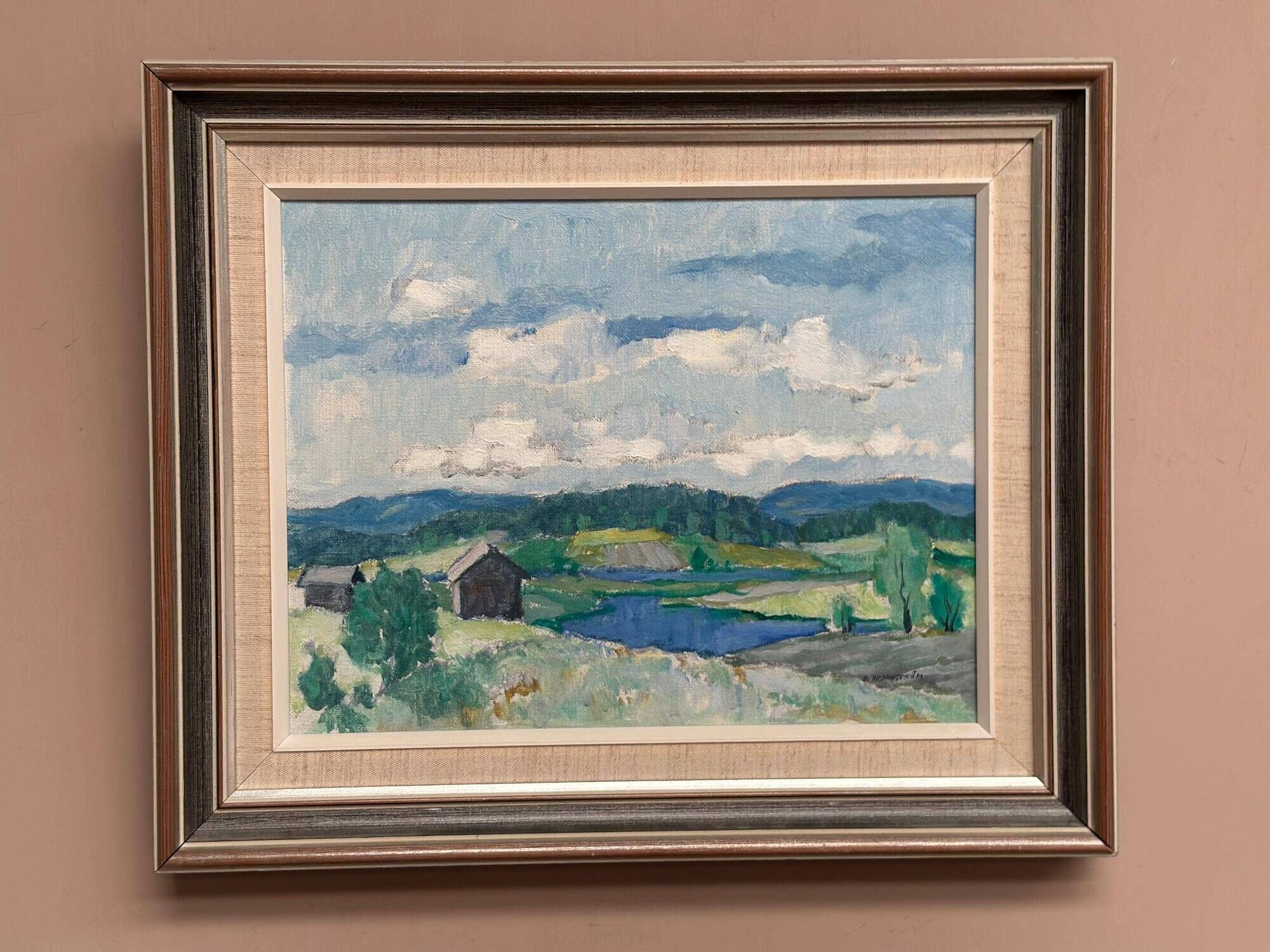 Original Swedish Oil on Canvas Landscape by Evald Hedenström (1909-1997) - Signed - Vintage Framed